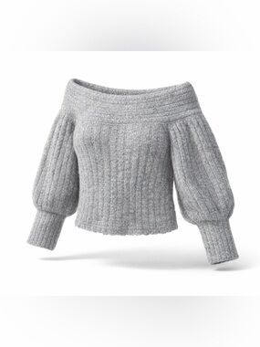 New with Tag Pilcro Anthropologie off-the-Shoulder Sweater - Light Gray Sz M